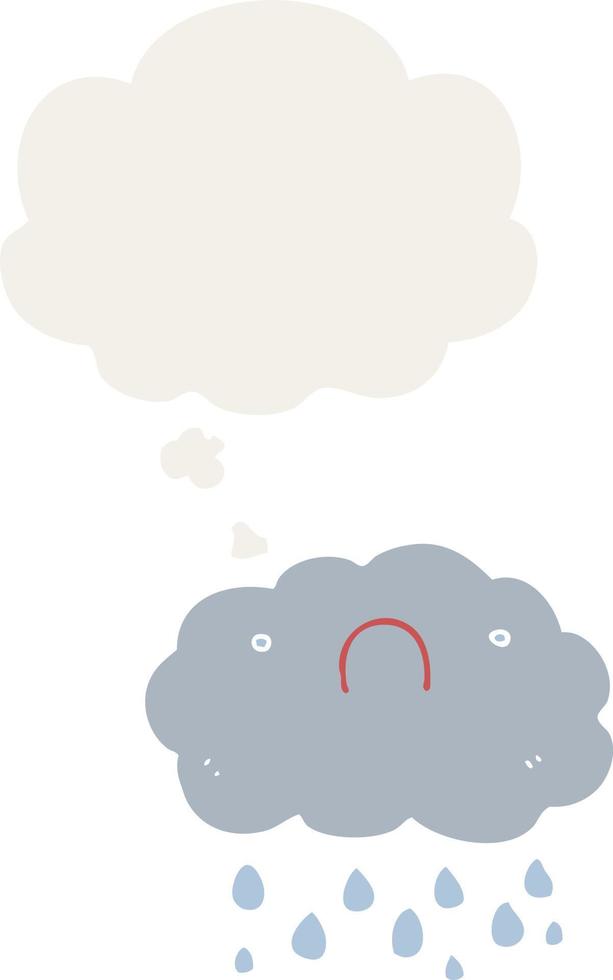 leuke cartoonwolk en gedachtebel in retrostijl vector