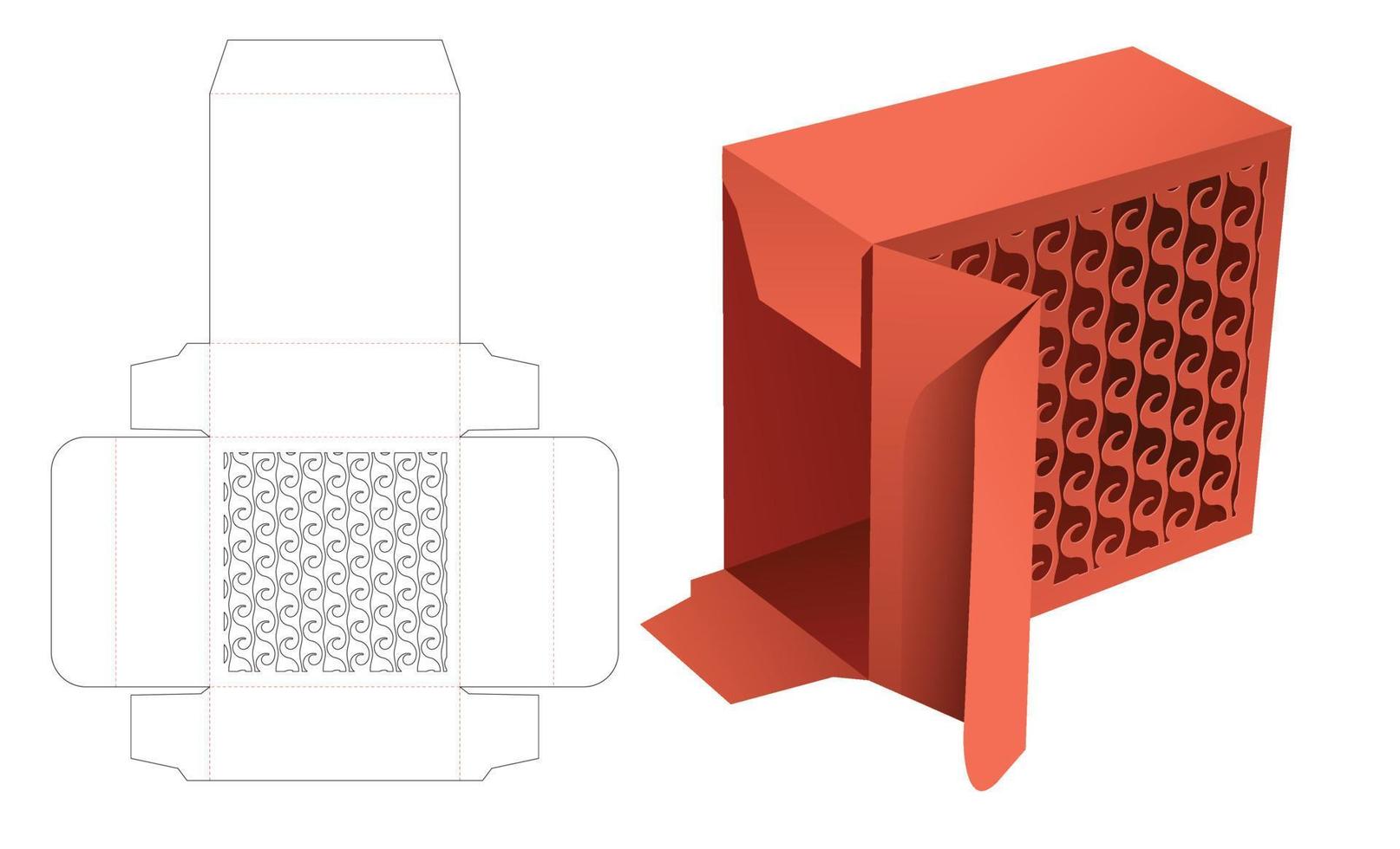 kartonnen Japanse doos gestanste sjabloon en 3D-mockup vector