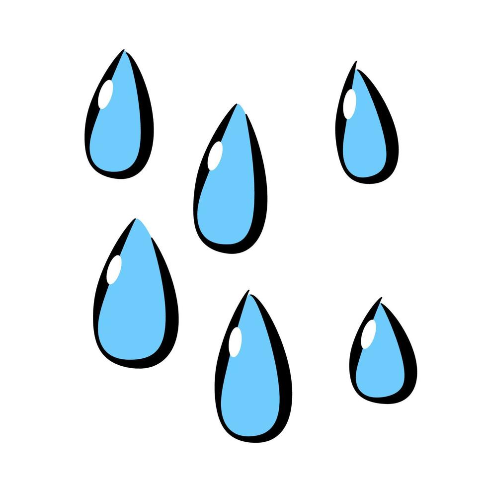 regendruppel, pictogram, tekenstijl voor kinderen. vector