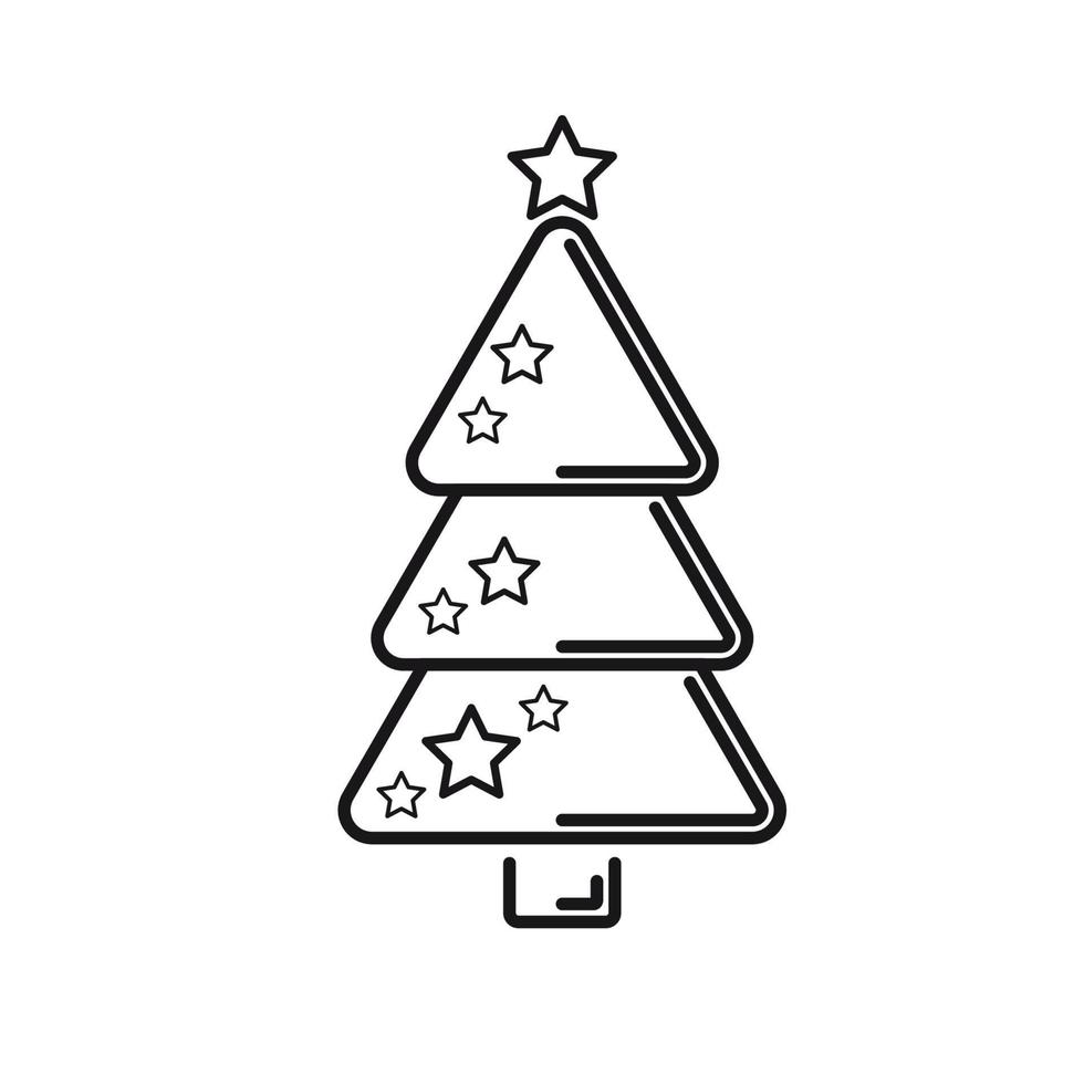 kerstboom, vector lijn pictogram op een witte achtergrond.