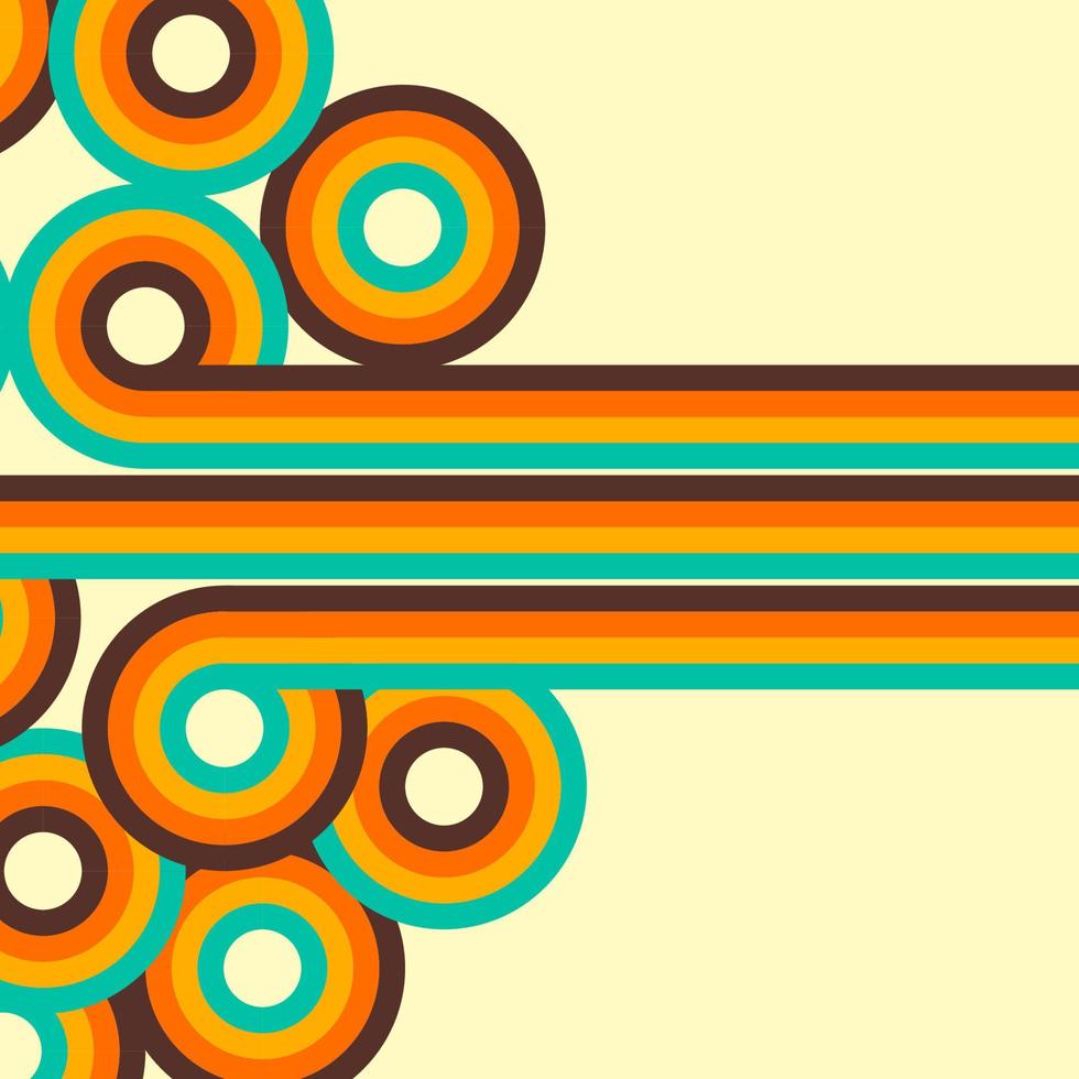 abstracte retro achtergrond, digitale lijnen en cirkels, design 70s, vector. vector