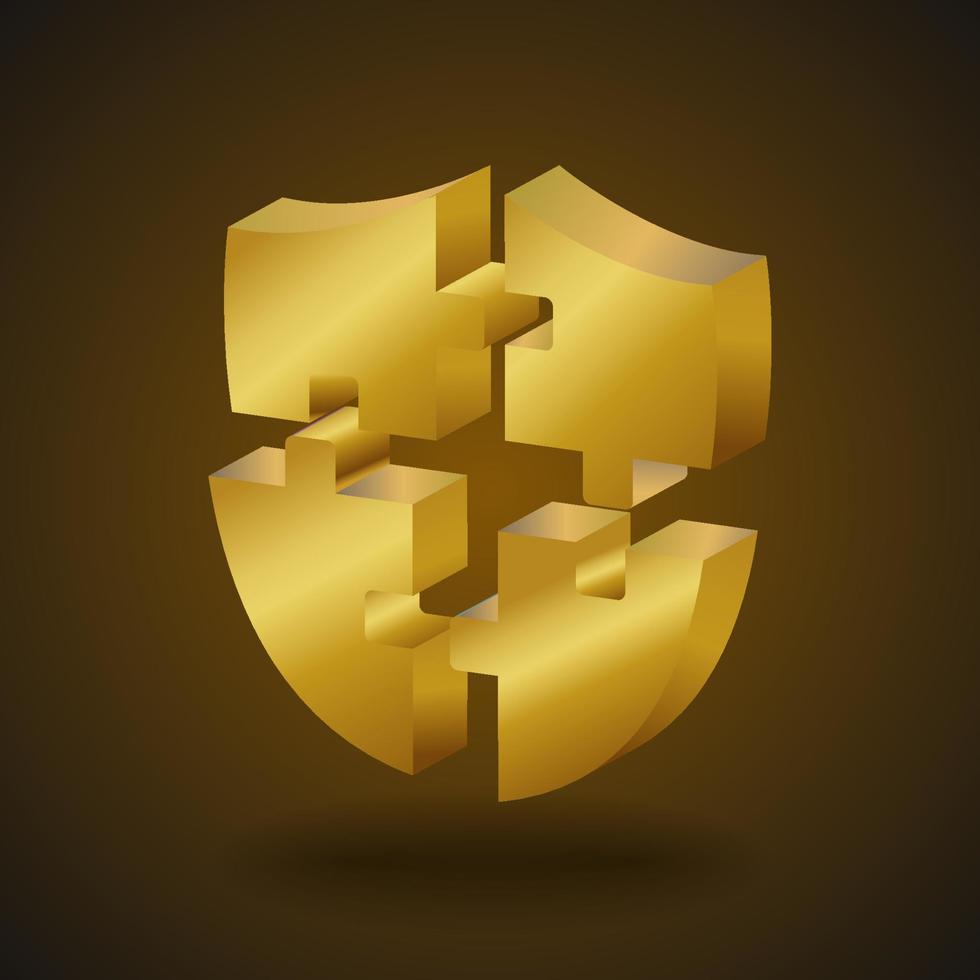 gouden puzzel schild vector