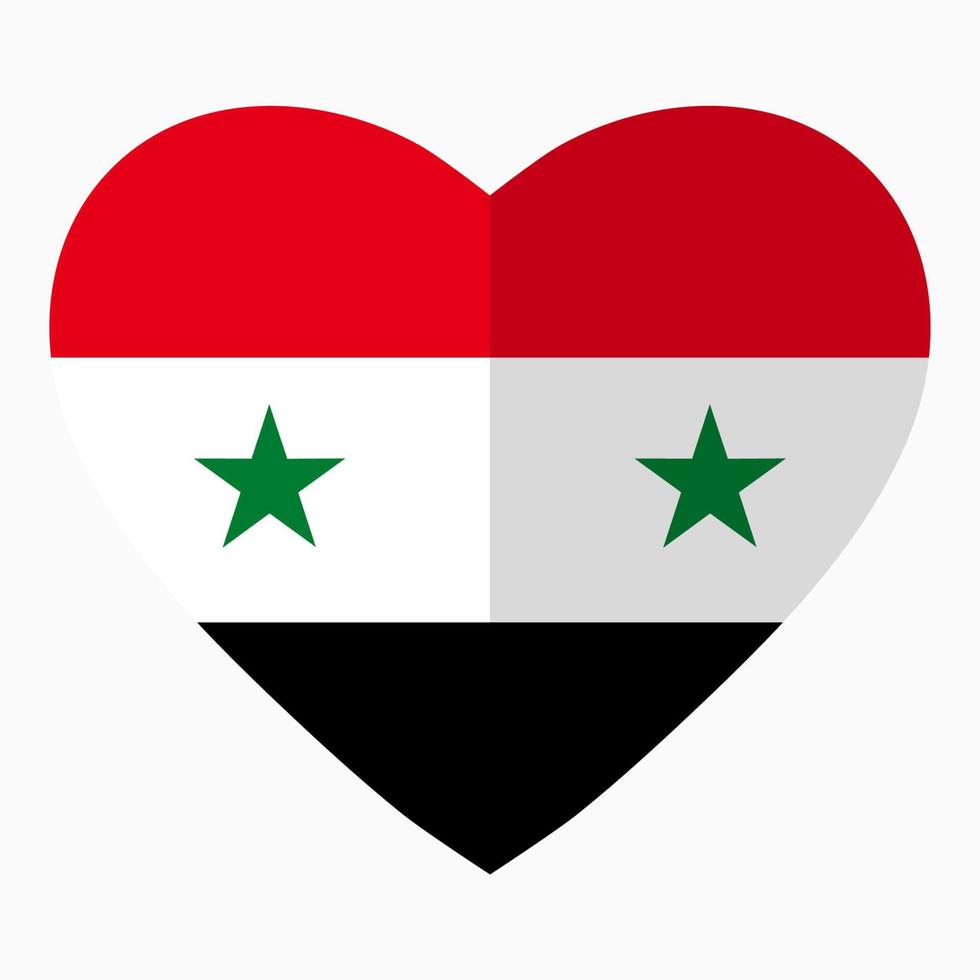 vlag van syrië in de vorm van hart, vlakke stijl, symbool van liefde voor zijn land, patriottisme, pictogram voor onafhankelijkheidsdag. vector