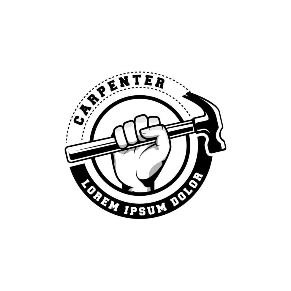 timmerman logo ontwerp in rustieke retro vintage stijl. klusjesman logo ontwerp vector