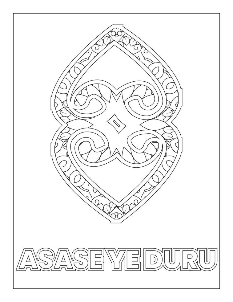 Afrikaanse adinkra symbolen kleurplaat asase ye duru vector