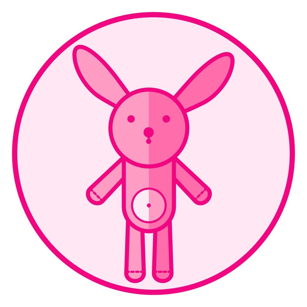 konijn. roze baby pictogram op een witte achtergrond, lijn kunst vector design.