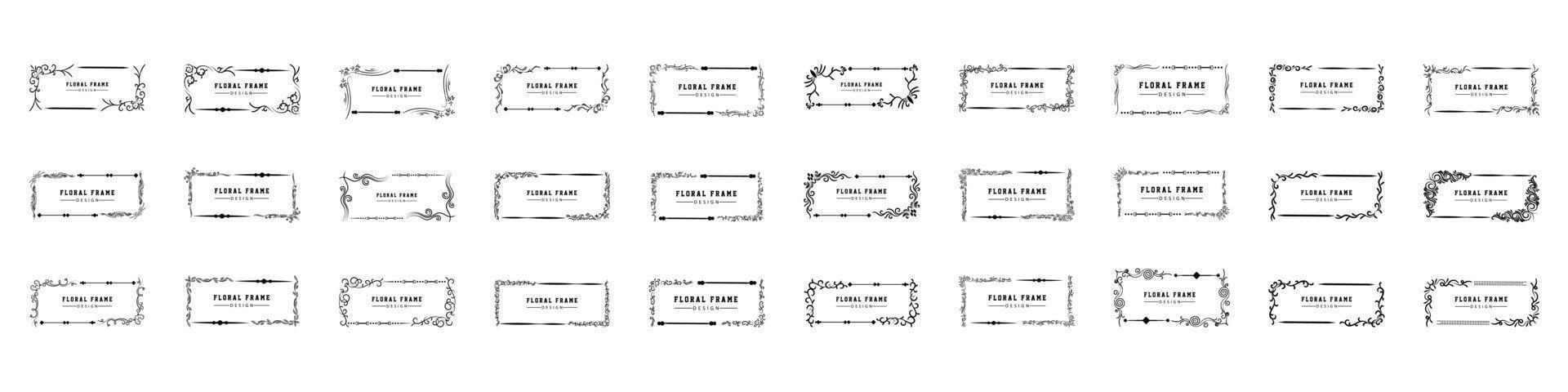 bloemenrand en frames, grote reeks bloemen ronde frames, vectorillustratie verzameling geometrische vector bloemenframes. ronde, ovale, driehoek, vierkante randen versierd, vector kaderset sier