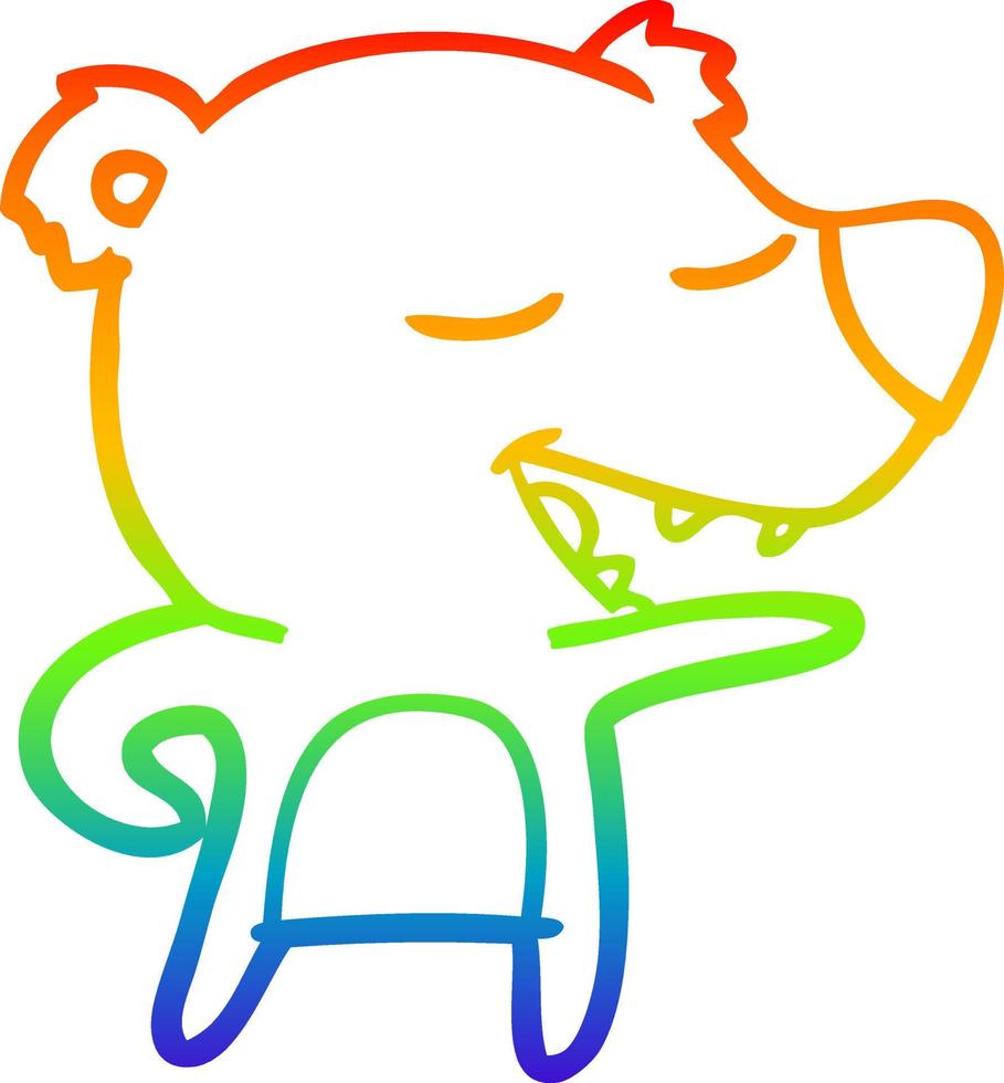 regenbooggradiënt lijntekening cartoon ijsbeer vector