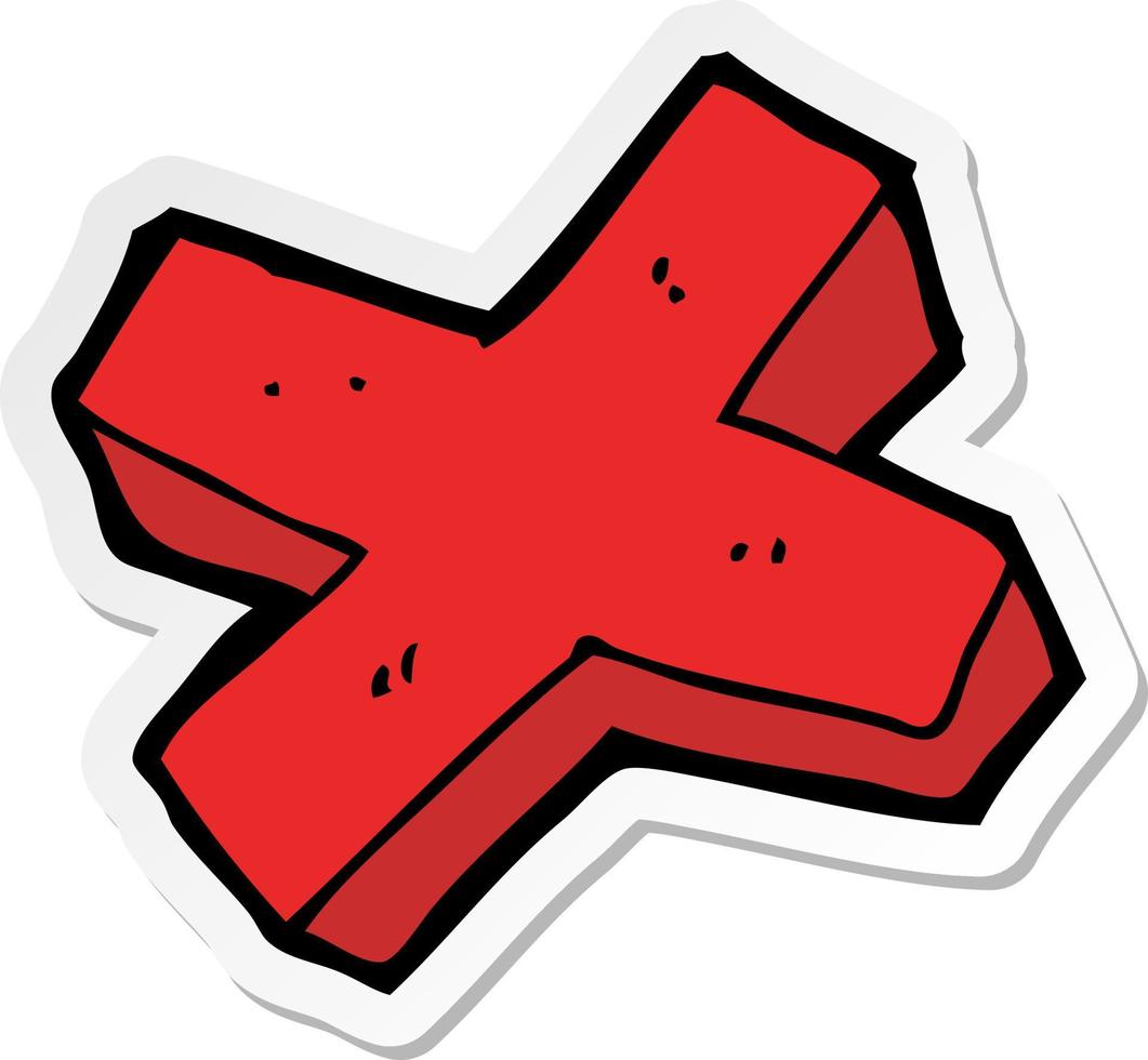 sticker van een cartoon negatief kruissymbool vector