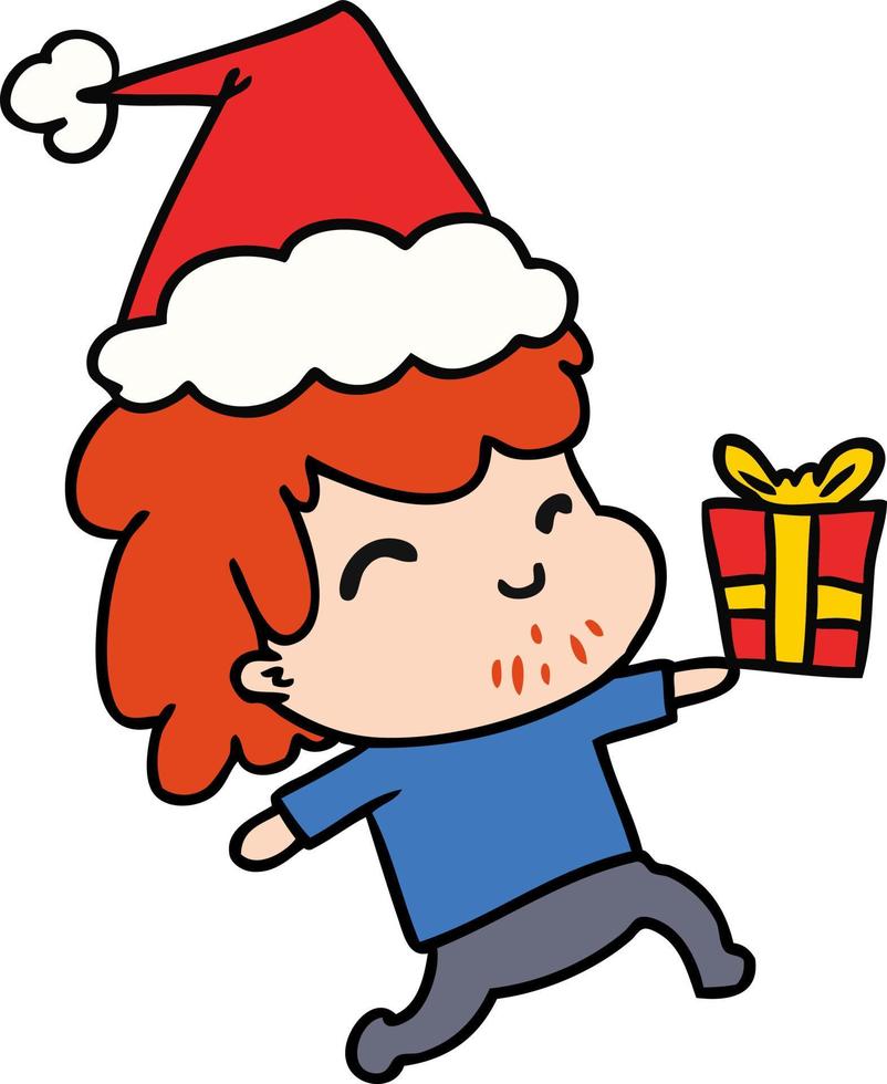 kerst cartoon van kawaii jongen vector