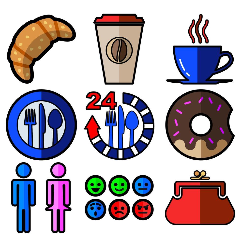 café pictogrammenset vector