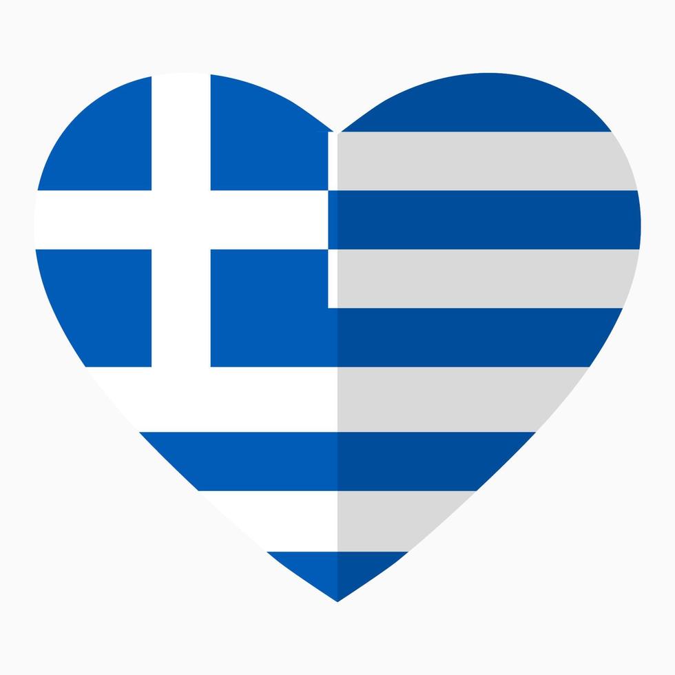 vlag van griekenland in de vorm van hart, vlakke stijl, symbool van liefde voor zijn land, patriottisme, pictogram voor onafhankelijkheidsdag. vector