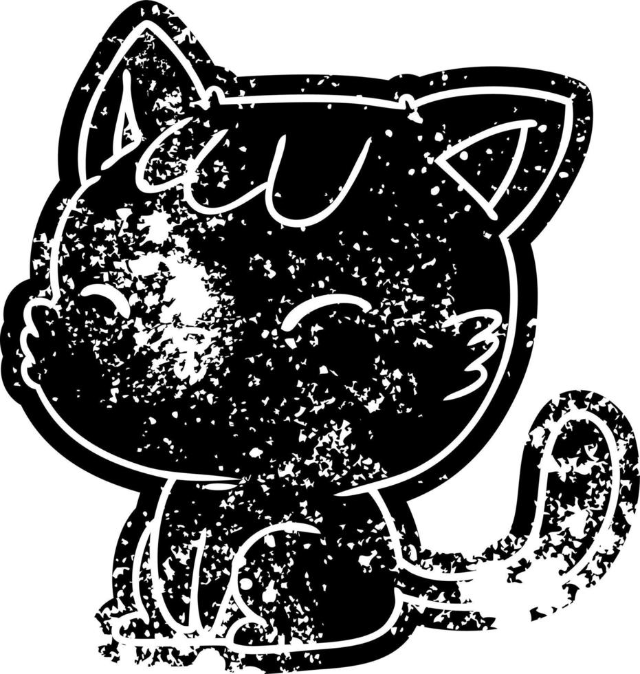 grunge icoon van schattige kawaii kat vector