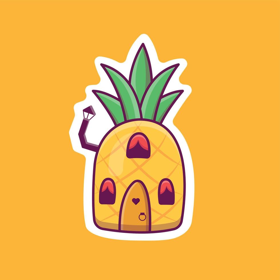 schattige cartoon ananas huis in vectorillustratie vector