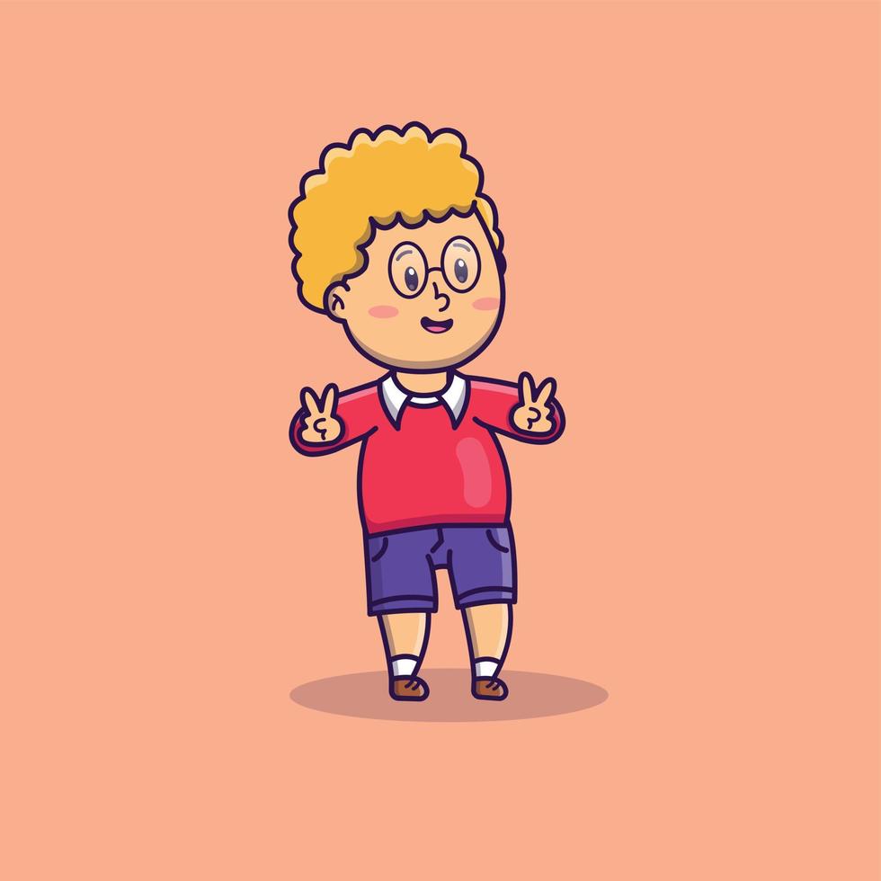 schattige cartoon jongen met bril in vectorillustratie vector