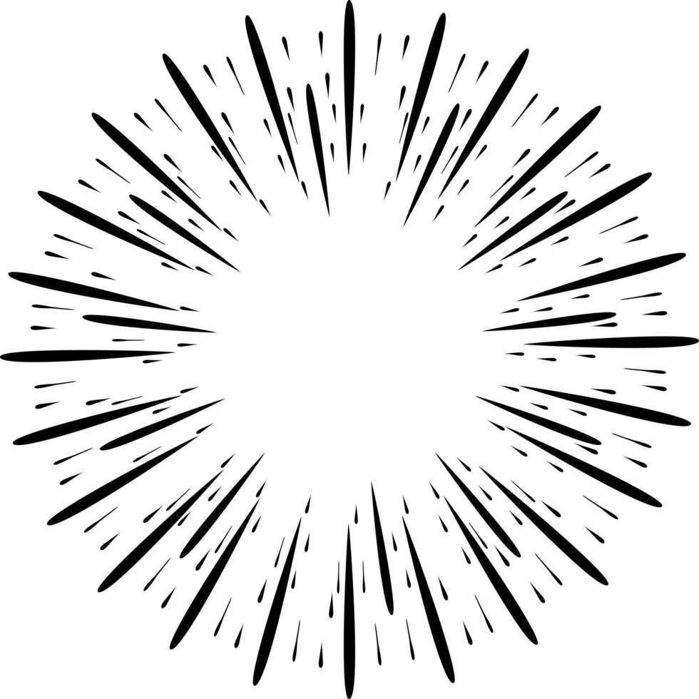 vuurwerk doodle ontwerpelement. sunburst frames schets illustratie vector