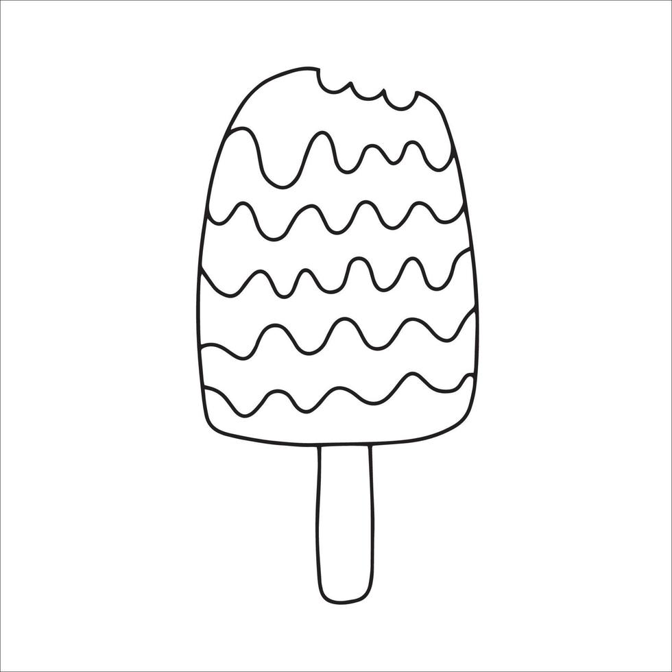 vectorillustratie van ijs in de stijl van een doodle.handgetekende zoet ijs. geïsoleerd op een witte achtergrond vector