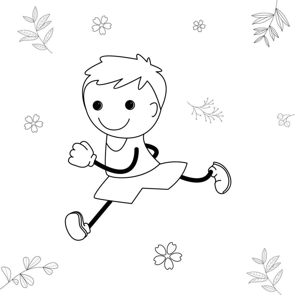cartoonillustratie van kleine jongen die plezier heeft met rennen vector