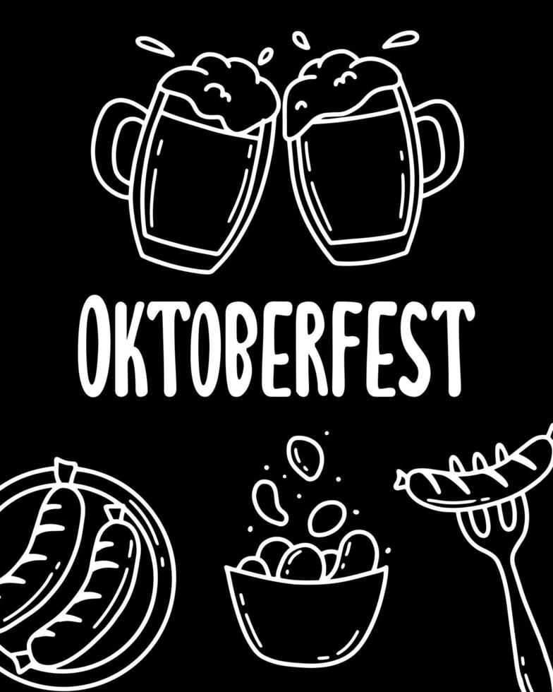 oktoberfeest. bier vuist. affiche met bier. vectorillustratie. doodle stijl. vector