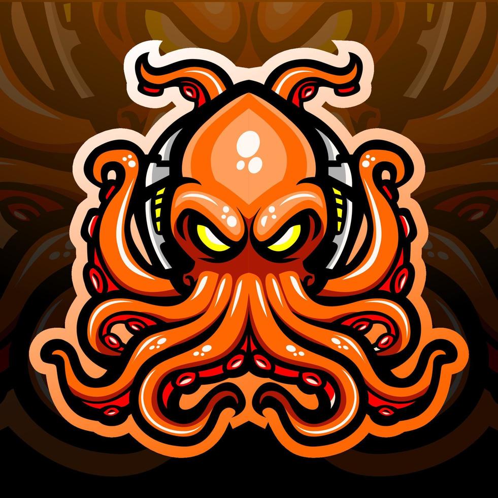 octopus kraken mascotte. esport-logo ontwerp vector