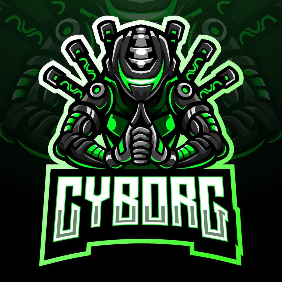 cyborg ninja esport. mascotte logo ontwerp vector