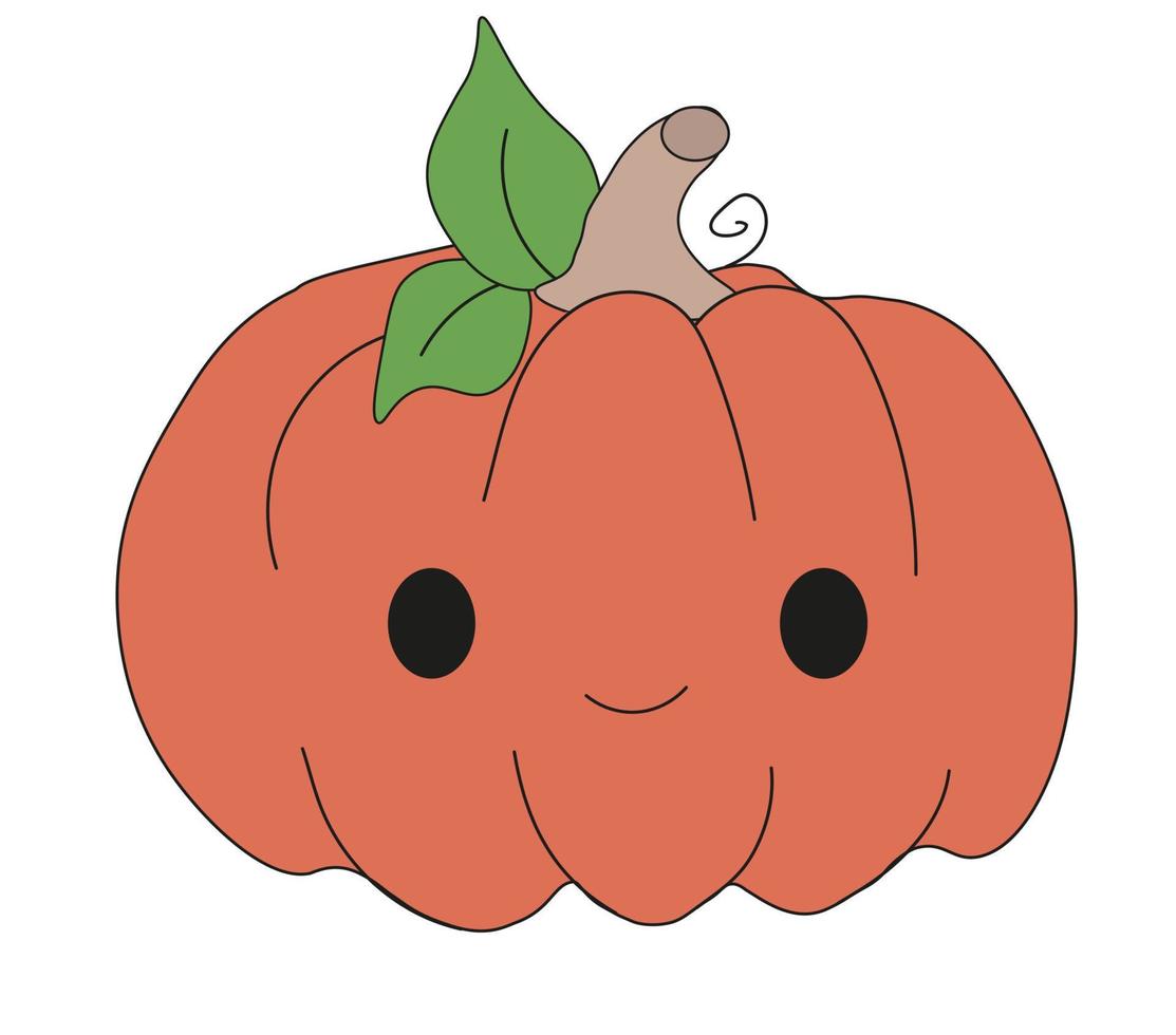 pompoen illustratie. halloween pompoen. pompoen met een stengel. doodles pompoen vector