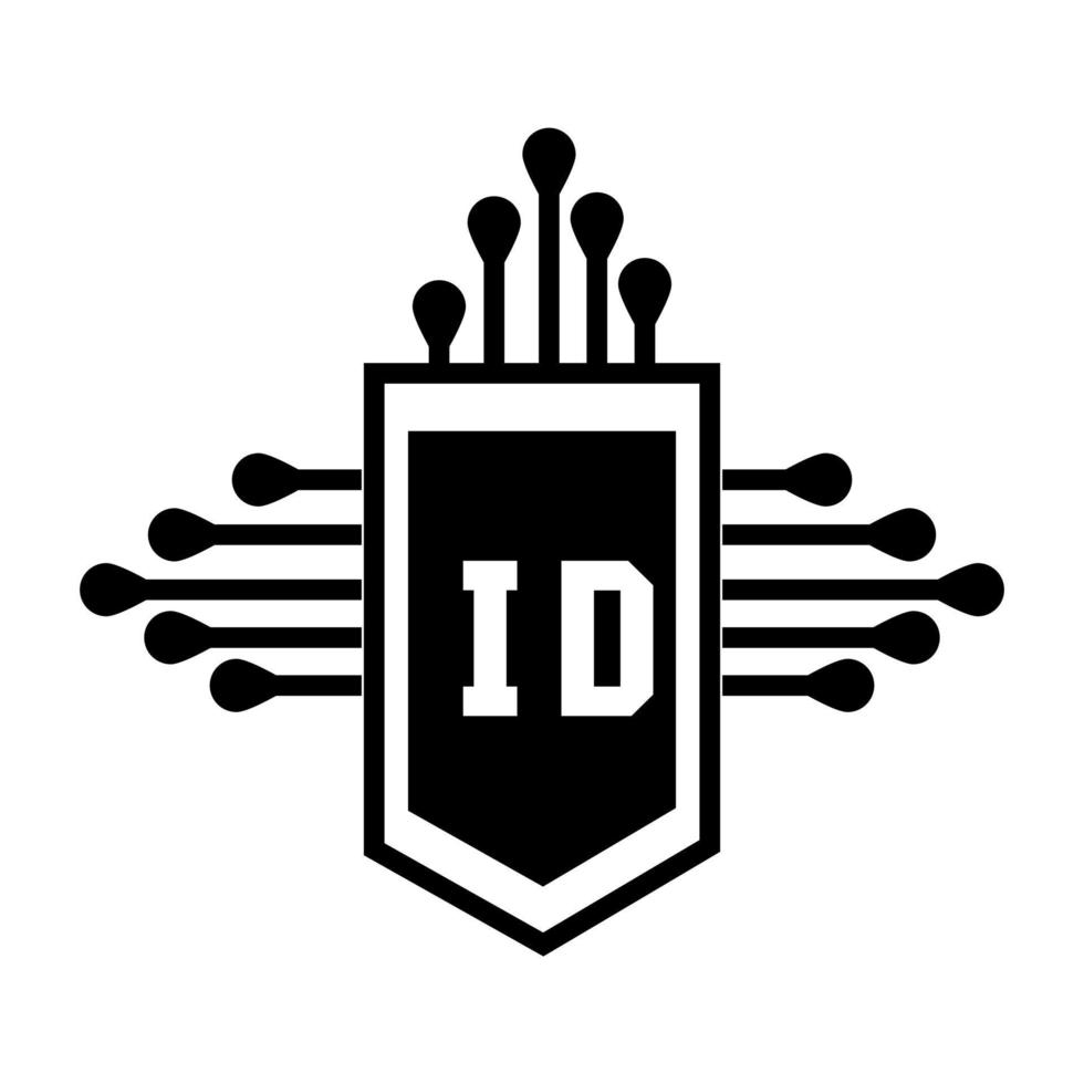 id creatieve cirkel brief logo concept. id-briefontwerp. vector
