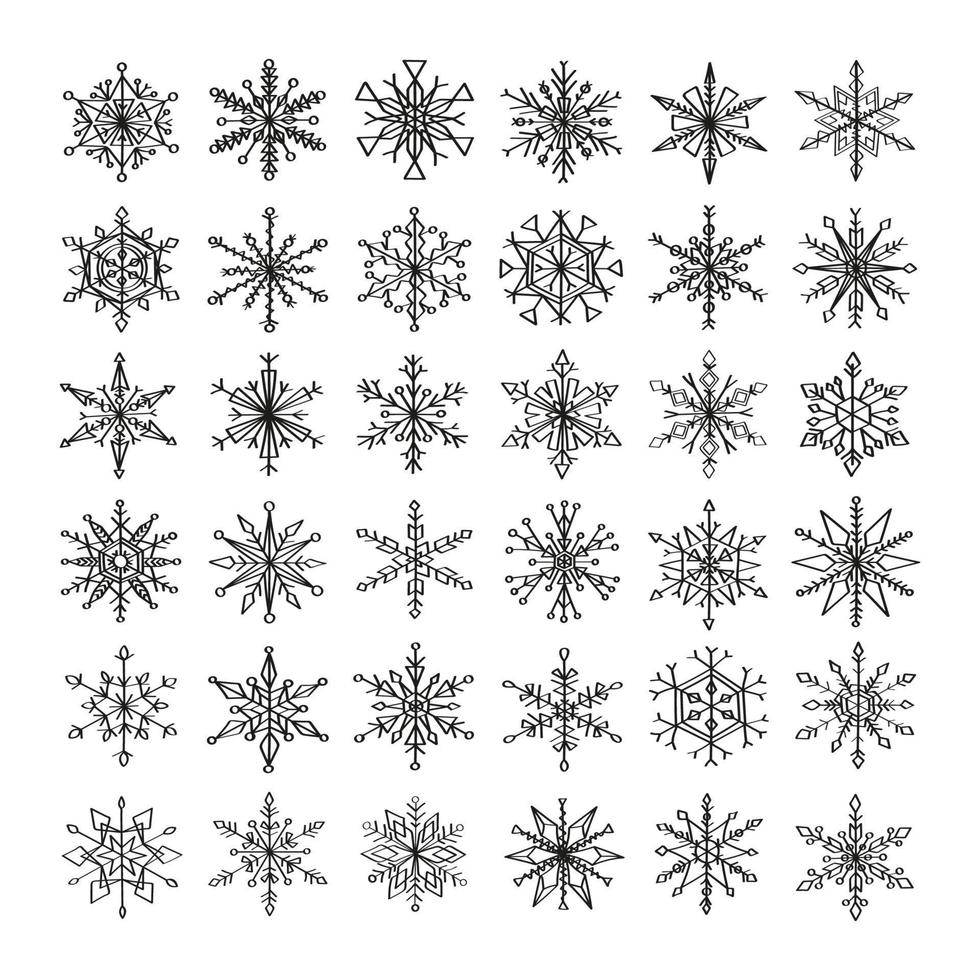 sneeuwvlokkenillustraties in kunstinktstijl vector