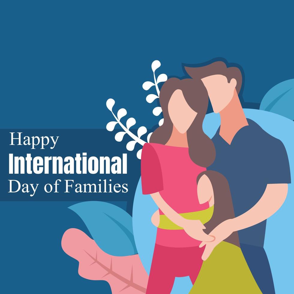 illustratie vectorafbeelding van een familie knuffelen met hun dochter, perfect voor internationale dag van gezinnen, vieren, wenskaart, enz. vector