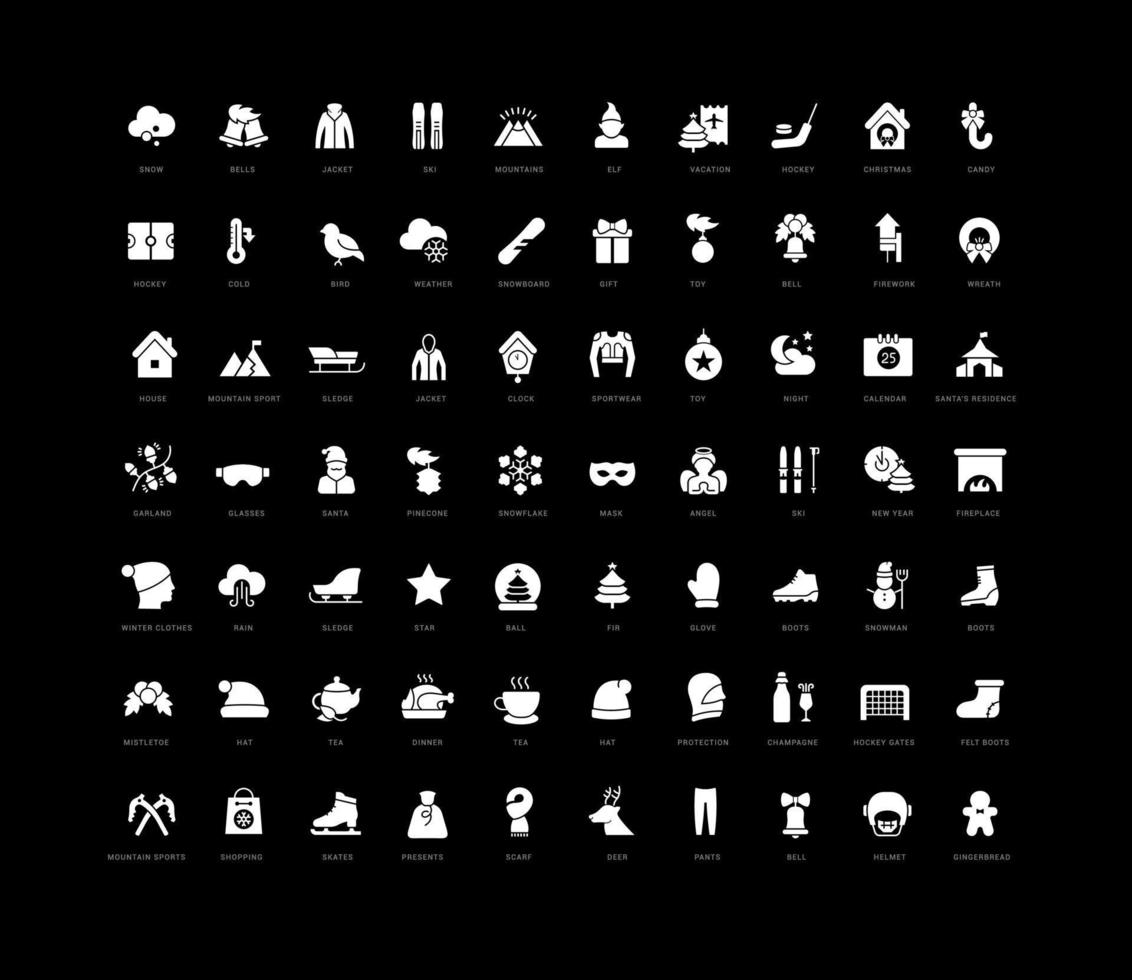set van eenvoudige iconen van de winter vector
