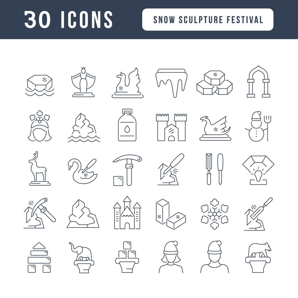 vector lijn iconen van sneeuwsculptuur festival