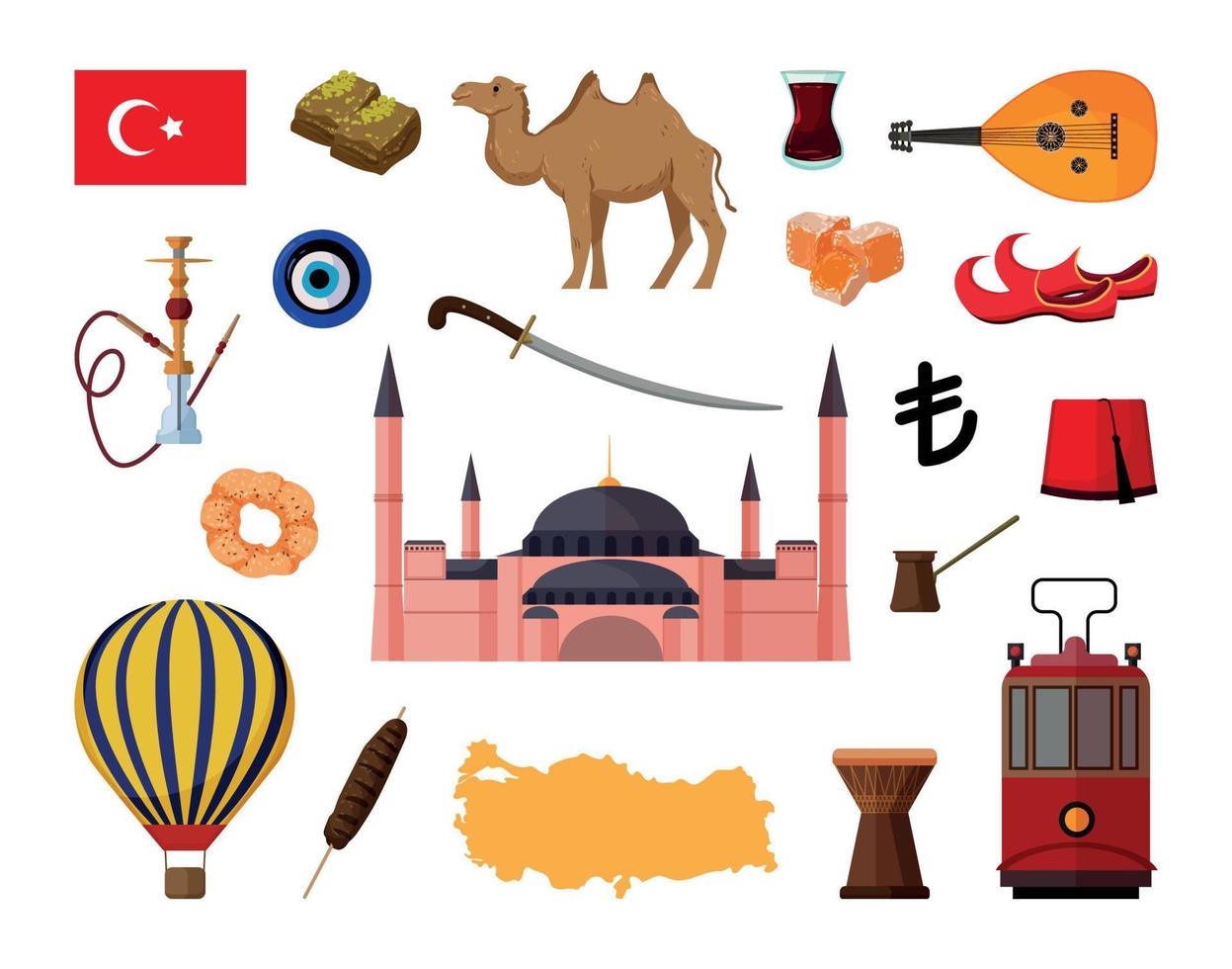 set van Turkse associatieve illustraties vector