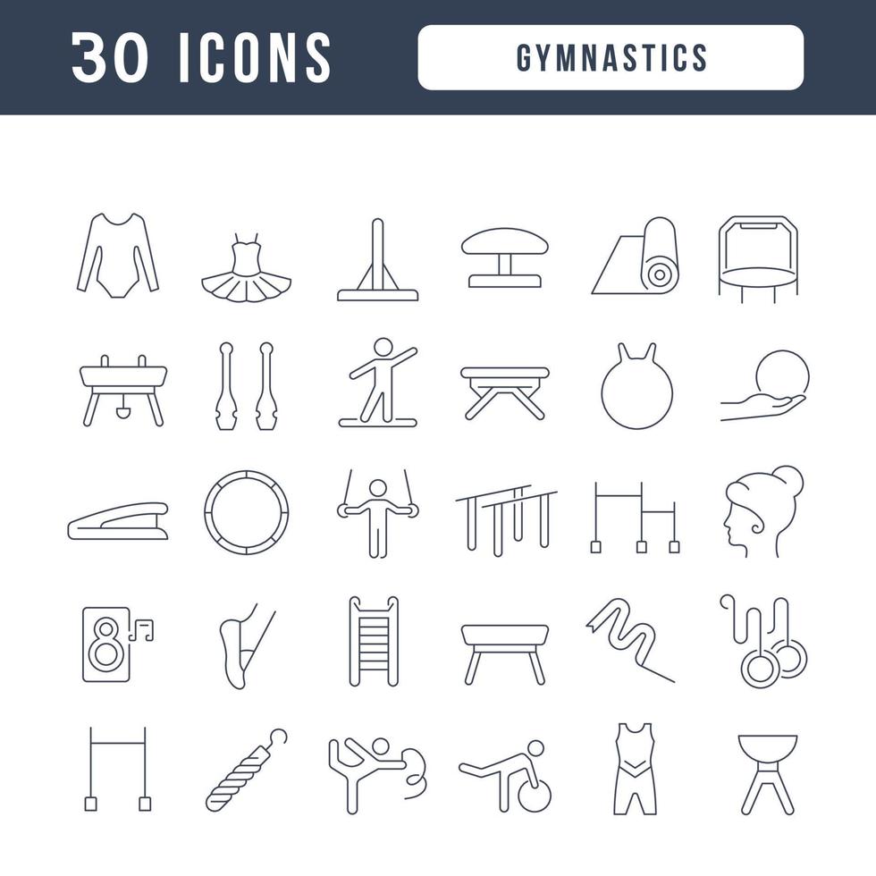 set van lineaire iconen van gymnastiek vector