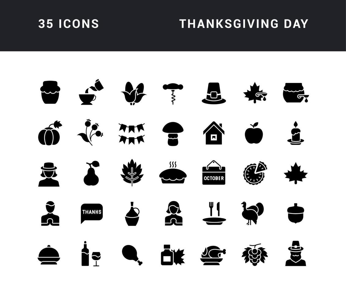 set van eenvoudige iconen van Thanksgiving Day vector