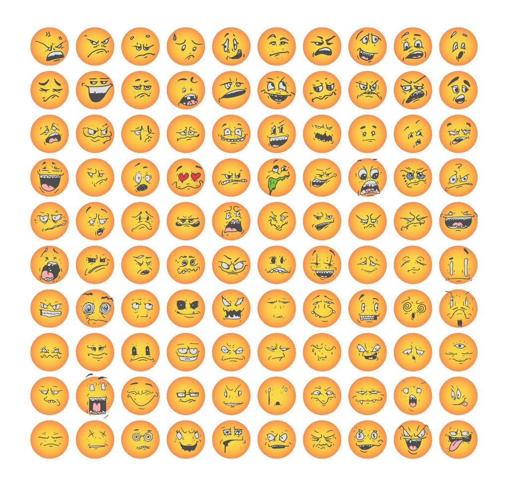 set gekke en grappige emoticons vector