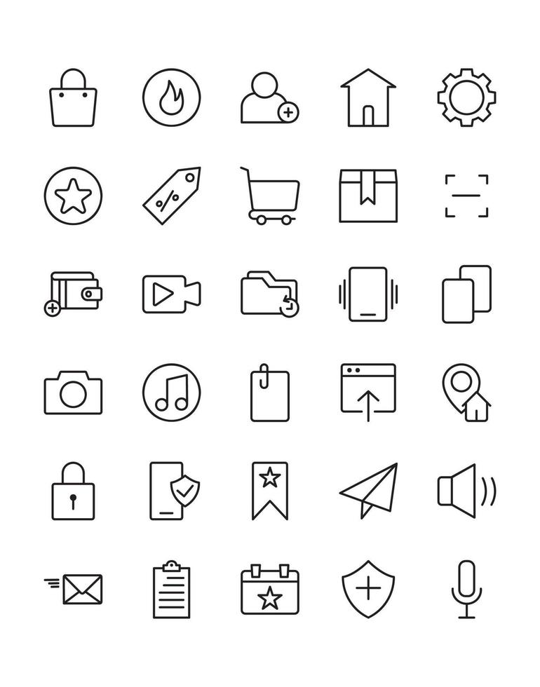 gebruikersinterface icon set 30 geïsoleerd op een witte achtergrond vector