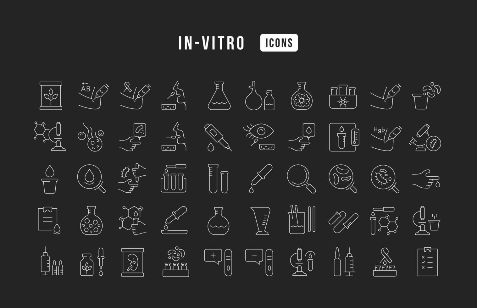 set van lineaire iconen van in vitro vector