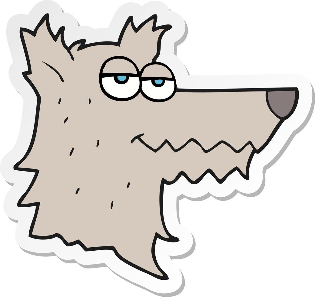 sticker van een cartoon wolfskop vector