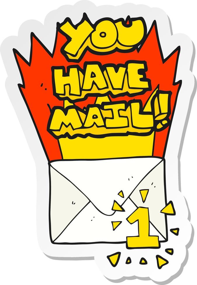 sticker van een tekenfilm met een e-mailsymbool vector