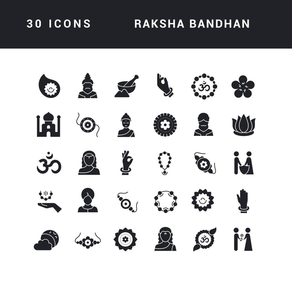 set van eenvoudige iconen van raksha bandhan vector