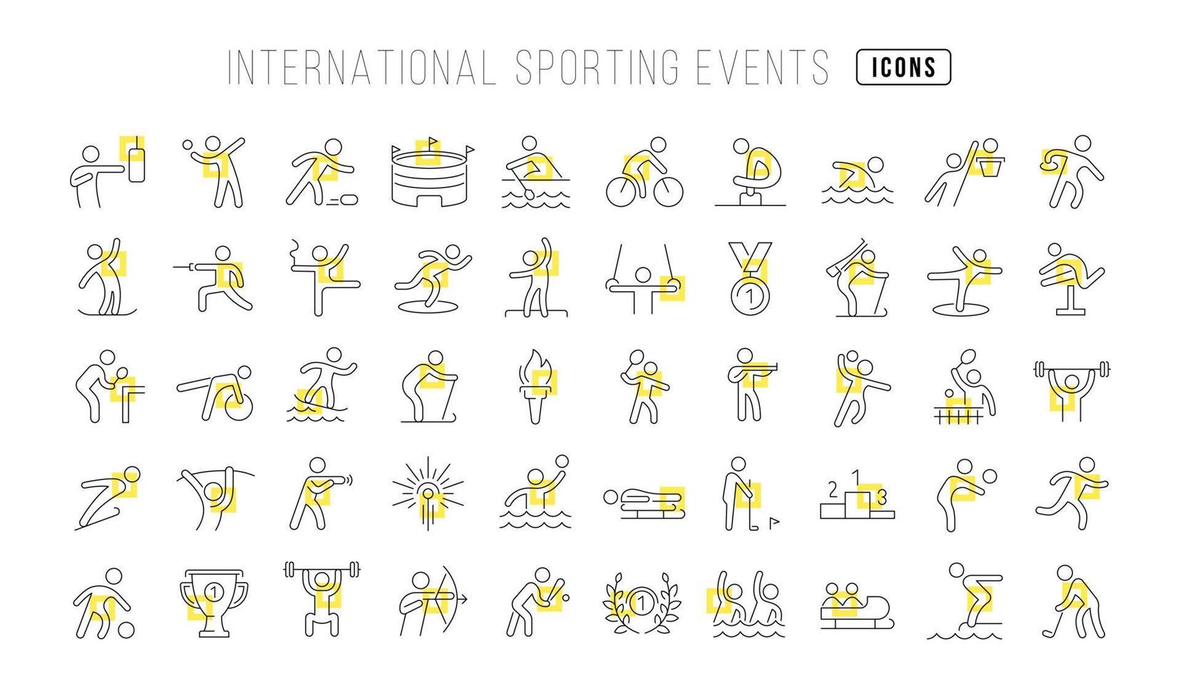 set lineaire iconen van internationale sportevenementen vector