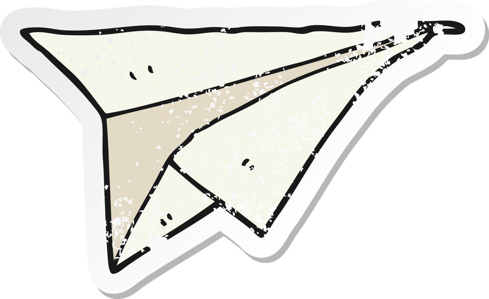 noodlijdende sticker van een cartoon papieren vliegtuigje vector