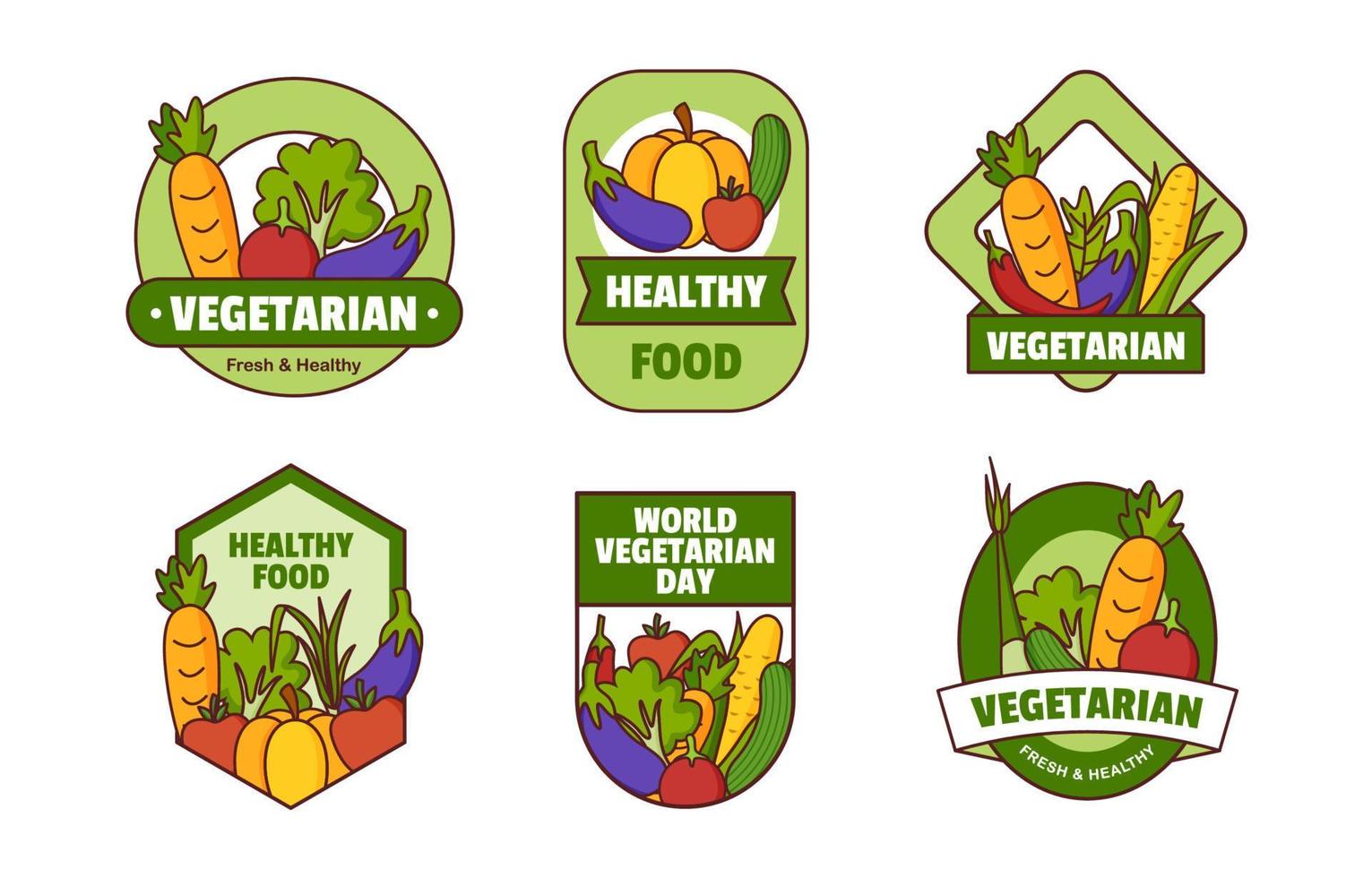 wereld vegetarische badges vector