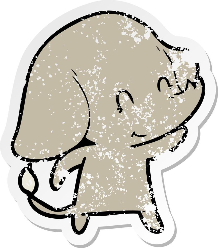 verontruste sticker van een schattige cartoonolifant vector