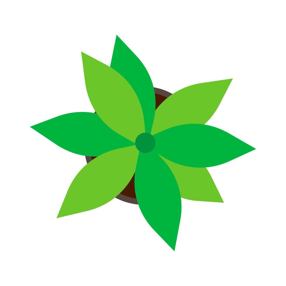 bloempot geïsoleerde witte bovenaanzicht vector. groene kamerplant groei platte pictogram flora. vector