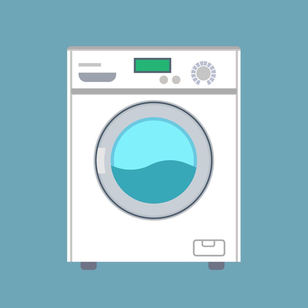 wasmachine vector Wasserij platte pictogram voorzijde. huishoudelijk apparaat kleding apparatuur schoon. wasserette voor huishoudelijk water eenvoudig