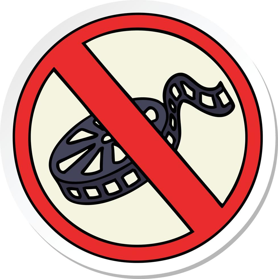 sticker van een leuke tekenfilm geen films toegestaan teken vector