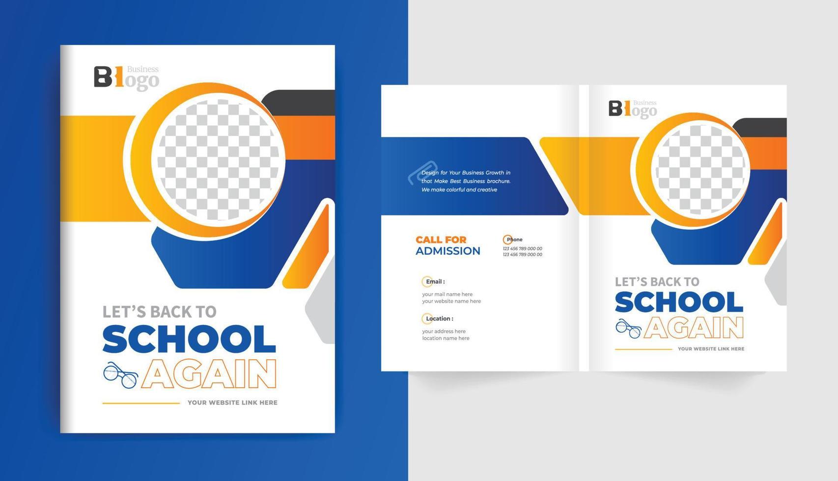 terug naar school onderwijs toelating brochure omslag lay-outontwerp voor zakelijke en zakelijke thema's vector