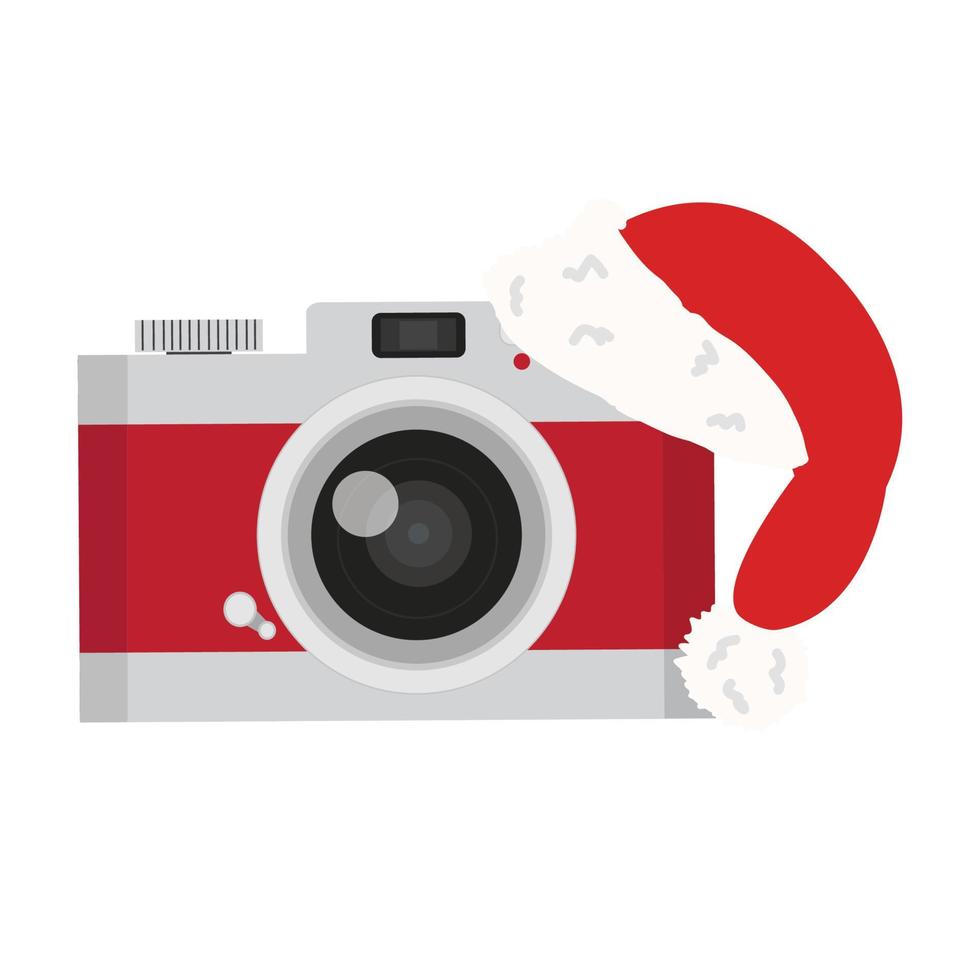 rode camera met hoed kerstmis vector