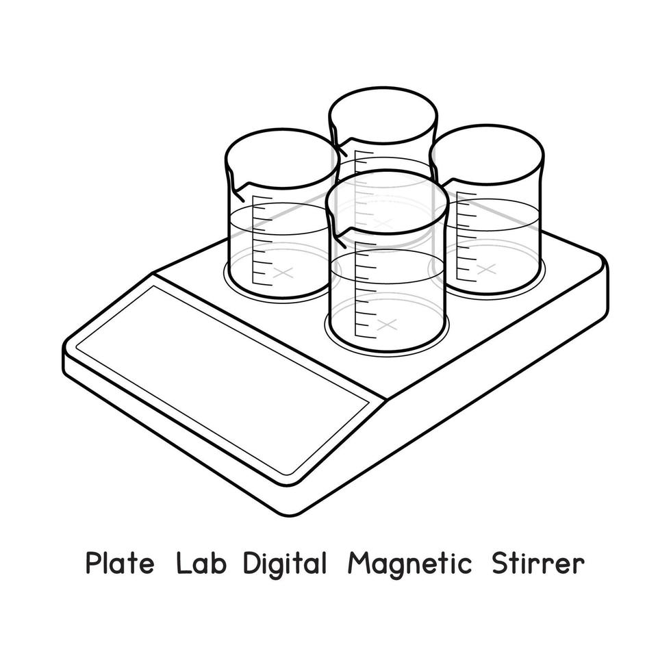 plaat lab digitale magnetische roerder diagram voor experiment setup lab overzicht vectorillustratie vector